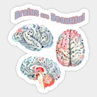 : Brain , mental, health, human intellect, Brains Are Beautiful Sticker